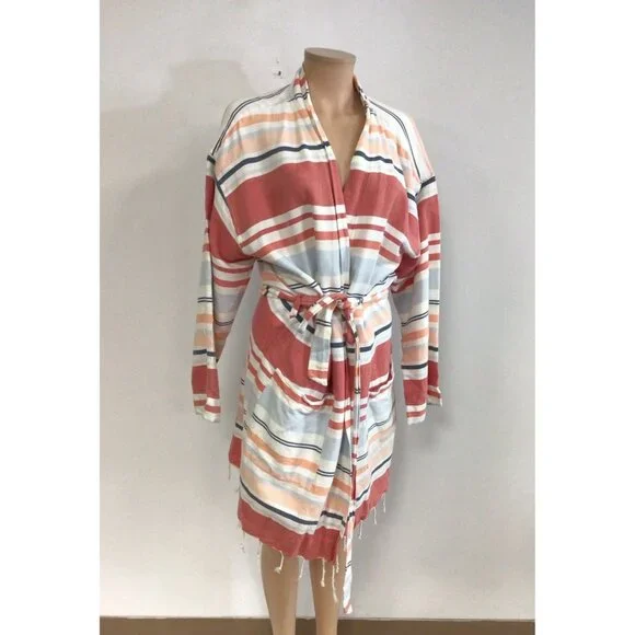 Miiyu Bath Robe Stripe Cotton Womens XL - Picture 1 of 5
